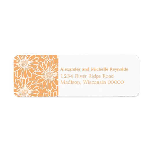 デイジーお洒落差出人住所ラベル、オレンジ ラベル (正面)