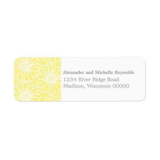 デイジーお洒落差出人住所ラベル、黄 ラベル (正面)