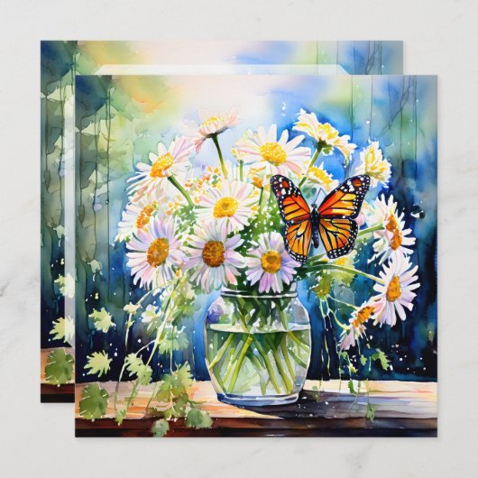 デイジーかわいらしフローラ空白の カード (正面/裏面)