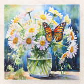 デイジーかわいらしフローラ ガラスコースター (正面)