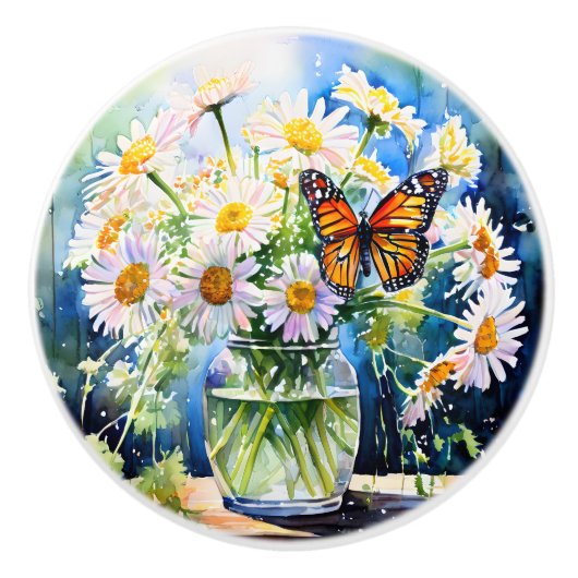 デイジーかわいらしフローラ セラミックノブ (正面)