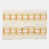 デイジーかわいらしプリントティータオル（オレンジ色） キッチンタオル (横)