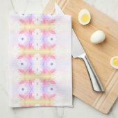 デイジーかわいらしプリントティータオル（ピンク） キッチンタオル (四つ折り)