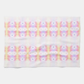 デイジーかわいらしプリントティータオル（ピンク） キッチンタオル (横)