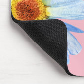 デイジーかわいらしホワイトピンクモノグラム マウスパッド (コーナー)