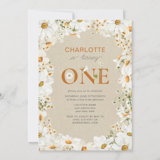 デイジーがワンテラコッタの1歳の誕生日を迎える 招待状 (正面)