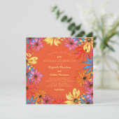 デイジーすべてのまわりにオレンジ結婚式招待状 招待状 (スタンド正面)