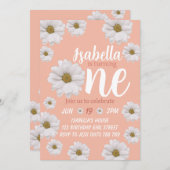 「デイジーちゃんの1歳の誕生日パーティーへようこそ！」 招待状 (正面/裏面)