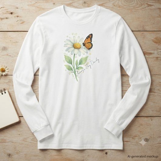 デイジーとオオカナダモの蝶 ネイチャーラバーのギフト Tシャツ