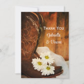 デイジーとカウボーイブーツウェスタン結婚ズありがとう サンキューカード (正面)