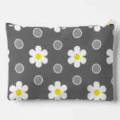 デイジーとグレーと白の水玉模様 アクセサリーポーチ (裏面)