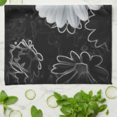 デイジーとグレーの色合い キッチンタオル (折り畳み)