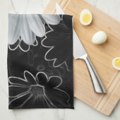 デイジーとグレーの色合い キッチンタオル (四つ折り)