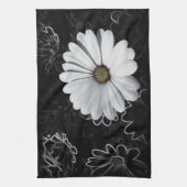 デイジーとグレーの色合い キッチンタオル (縦)