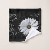 デイジーとグレーの色合い バスタオルセット (ウォッシュタオル)