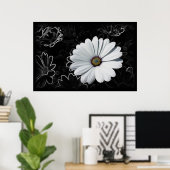 デイジーとグレーの色合い ポスター (ホームオフィス)