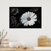 デイジーとグレーの色合い ポスター (キッチン)