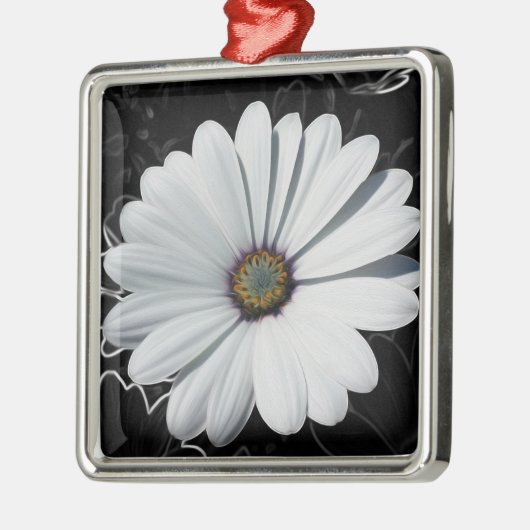 デイジーとグレーの色合い メタルオーナメント (左)