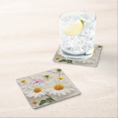 デイジーとコスモスオン動揺して紙 スクエアペーパーコースター (インサイチュ)