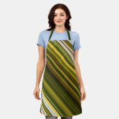 デイジーとゴールデンロッドグリーンとイエローストライプ エプロン (着用した状態)