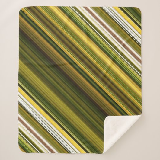 デイジーとゴールデンロッドグリーンとイエローストライプ シェルパブランケット (正面)