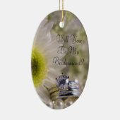 デイジーとダイヤモンドのリングや輪は私の花嫁になる セラミックオーナメント (右)