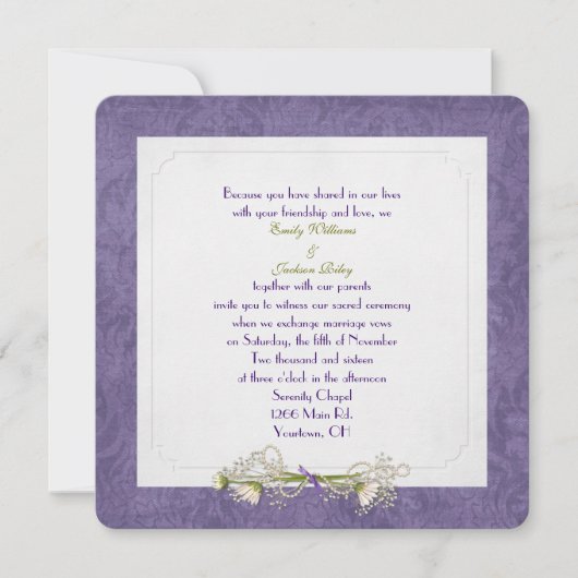 デイジーとダマスクウェディング招待状 招待状 (正面)