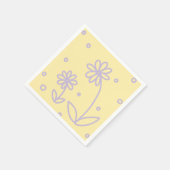 デイジーとドット2 – パステルイエローとパープル スタンダードカクテルナプキン (角)