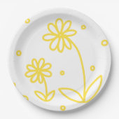 デイジーとドット2 – レモンイエローとホワイト ペーパープレート (正面)