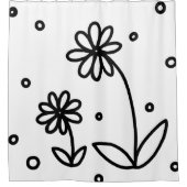 デイジーとドット2 – 白黒 シャワーカーテン (正面)