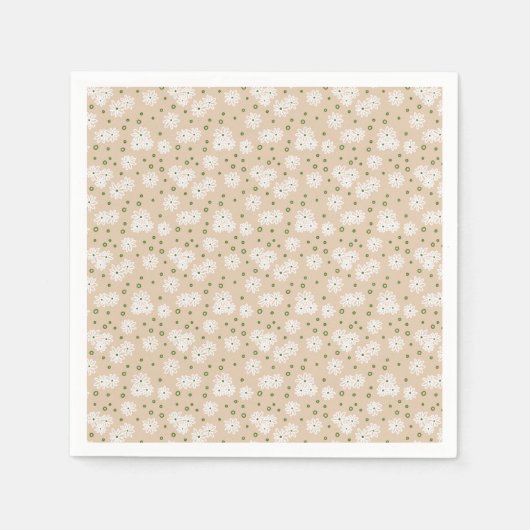 デイジーとドット – 白、砂、パームグリーン スタンダードカクテルナプキン (正面)