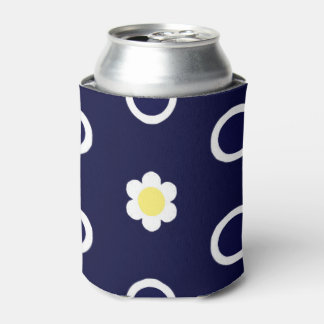 デイジーとネイビーブルーと白のドット 缶クーラー