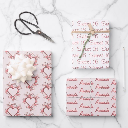 デイジーとハートSweet sixteen  ラッピングペーパーシート (正面)