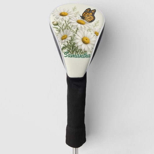 デイジーとバタフライの花開く ゴルフヘッドカバー (正面)