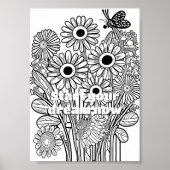 デイジーとバタフライカラーリングページ印刷可能 ポスター (正面)
