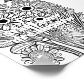 デイジーとバタフライカラーリングページ印刷可能 ポスター (角)