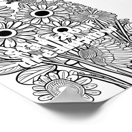 デイジーとバタフライカラーリングページ印刷可能 ポスター (角)