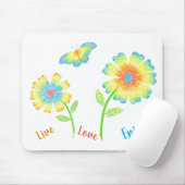 デイジーとバタフライマウスパッド マウスパッド (マウス)