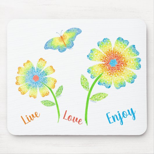 デイジーとバタフライマウスパッド マウスパッド (正面)