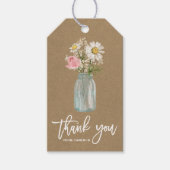 デイジーとバラインMason Jar Kraft紙ありがとう ギフトタグ (正面)