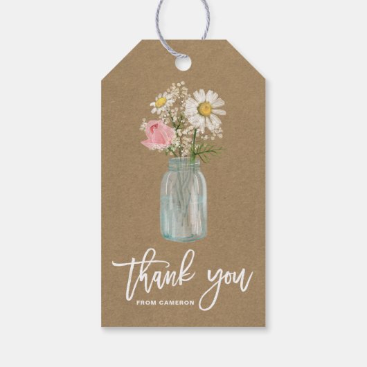 デイジーとバラインMason Jar Kraft紙ありがとう ギフトタグ (裏面)