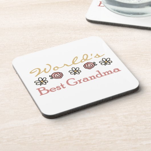 デイジーとバラワールドのおばあちゃん最高ののギフトプレゼント コースター (左側)