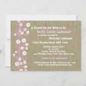 デイジーとバーラップピンクブライダルシャワー 招待状 (正面)