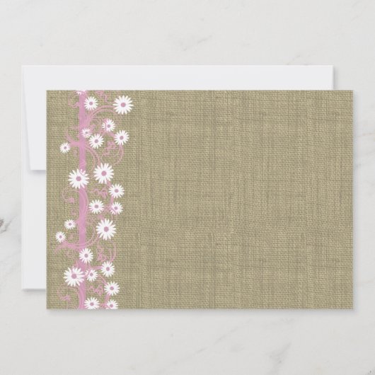 デイジーとバーラップピンクブライダルシャワー 招待状 (裏面)