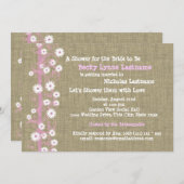 デイジーとバーラップピンクブライダルシャワー 招待状 (正面/裏面)