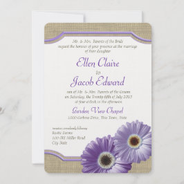 デイジーとバーラップラベンダーパープル 招待状