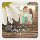 デイジーとバーンウッドカントリーウェディング日付を保存 スクエアシール (正面)