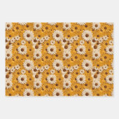 デイジーとヒマワリの工具付き革の品揃え ラッピングペーパーシート (正面3)