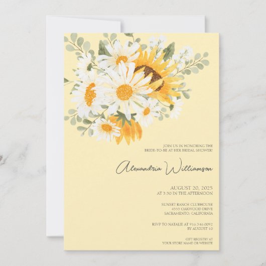 デイジーとヒマワリブライダルシャワー 招待状 (正面)
