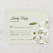 デイジーとホワイトリイ淡い緑の背景R 出欠カード (正面/裏面)